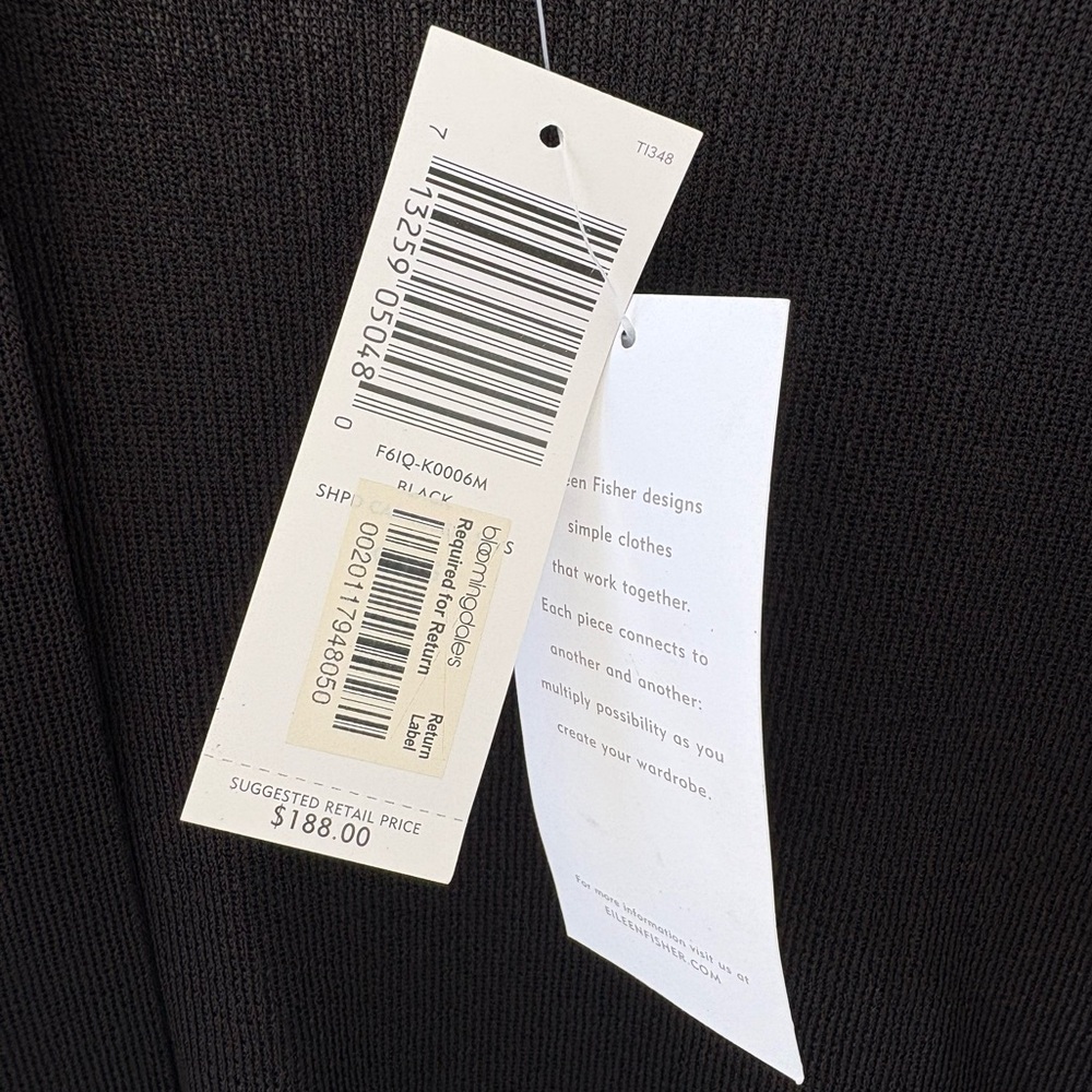 Eileen Fisher Cardigan Black Open Front Long Sleeve Lightweight XL NWT - Picture 5 of 6